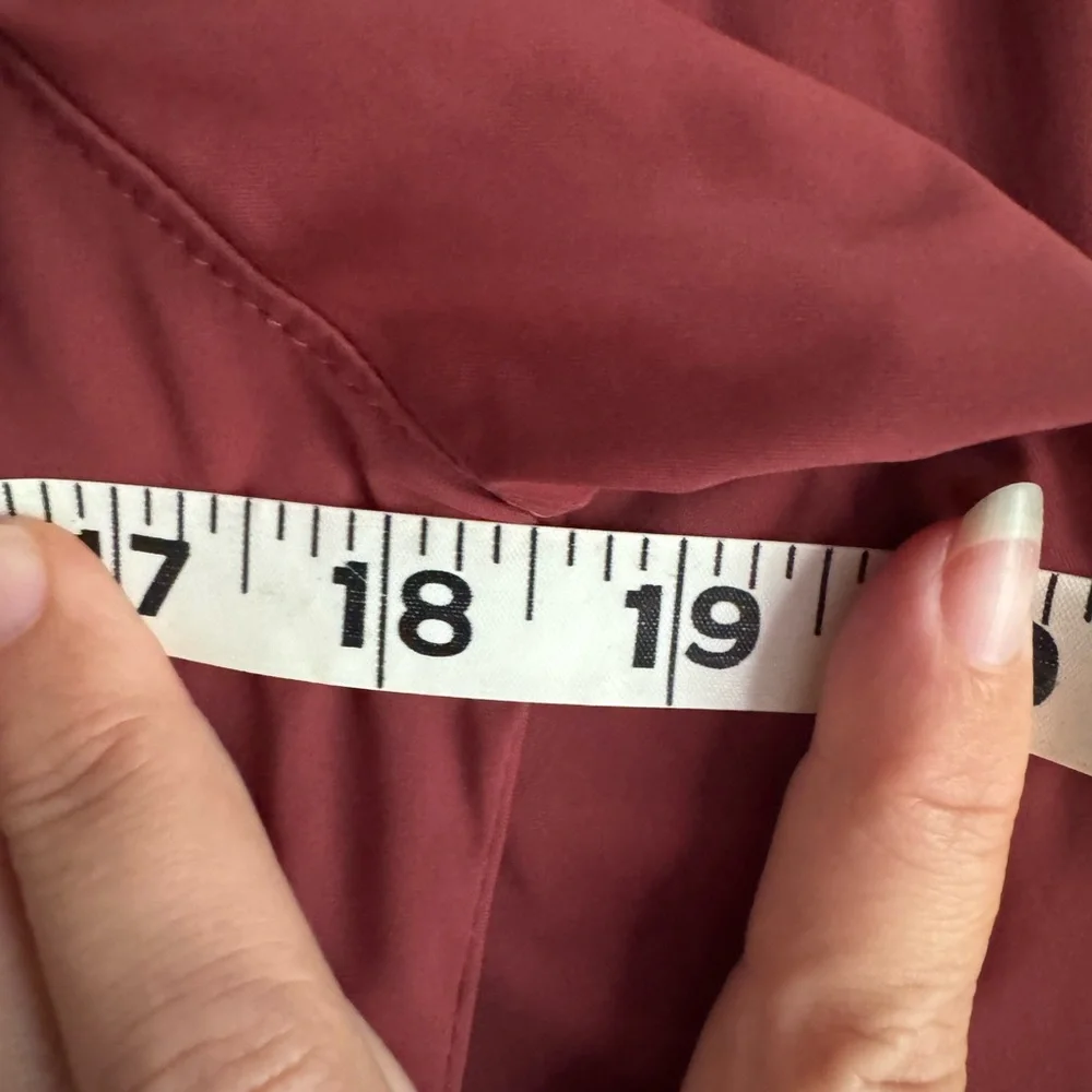 Maroon Button Down Long Length Sleeve Shirt Raw Cut Hem Womens Size Medium Red - Picture 6 of 6